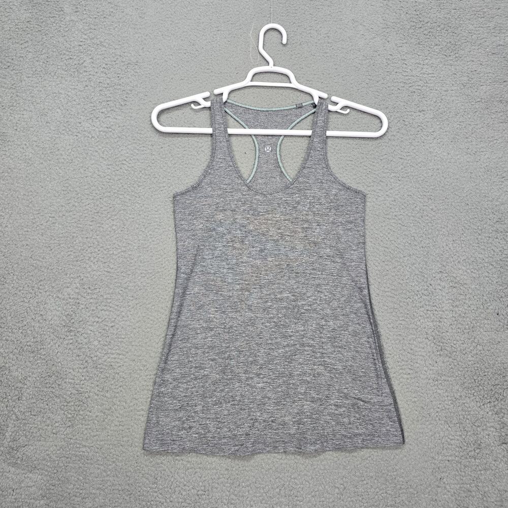 Lululemon Tank Top Cool Racerback Heathered Royalty Grey Size 4 Tanktop EUC